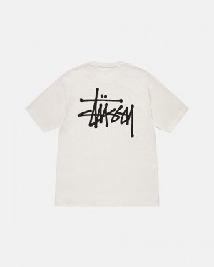 Beige Stussy Basic Pigment Dyed T Shirts | 0945PQUMS