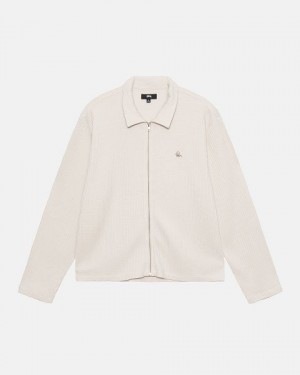 Beige Stussy Big Thermal Zip Shirts | 1759DOMAX