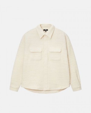 Beige Stussy Boucle Wool Cpo Shirts | 1804VTSIJ