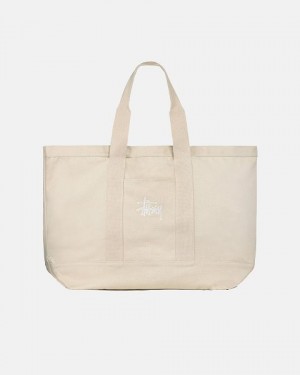 Beige Stussy Canvas Extra Large Tote Bags | 0683RJNOU