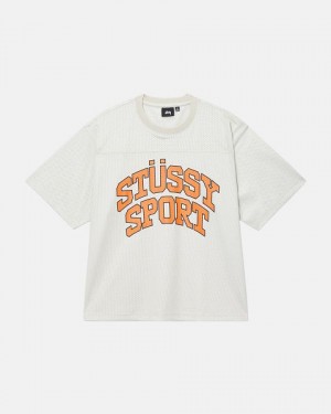 Beige Stussy Sport Mesh Football Jersey | 3921WMUXR