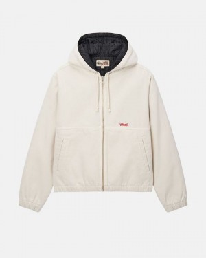 Beige Stussy Work Jacket Insulated Canvas Insulated Jackets | 6358YQETS