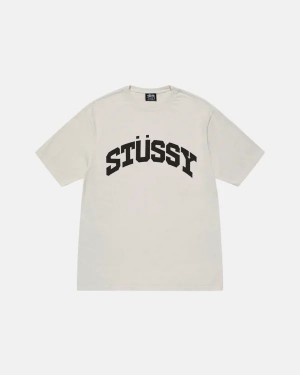 Beige / Black Stussy Block Sport Pigment Dyed22 T Shirts | 0793DSBWJ