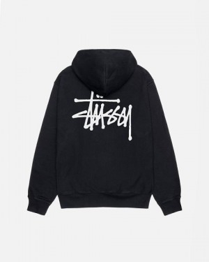 Black Stussy Basic Pigment Dyed Hoodie | 2781EZYFH