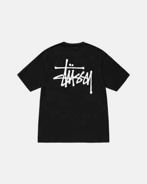 Black Stussy Basic Pigment Dyed T Shirts | 6829MWPUB