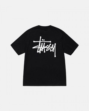 Black Stussy Basic T Shirts | 0493CXKUN