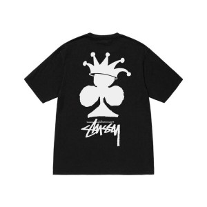 Black Stussy Club Crown Pigment Dyed T Shirts | 5614KOQHU