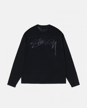 Black Stussy Football Sweaters | 2381FVJOS