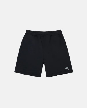 Black Stussy Overdyed Stock Logo Sweat Shorts | 7391IMHSG