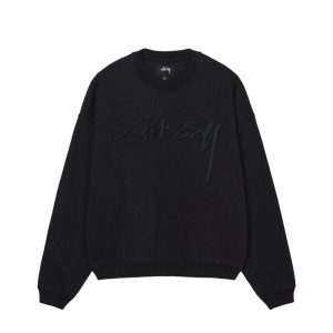 Black Stussy Relaxed Smoothstock Crew Sweatshirts | 7612TXHEZ