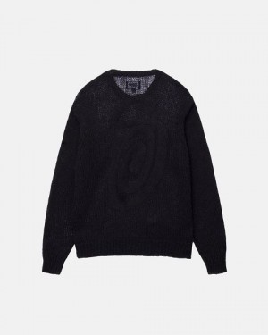 Black Stussy S Loose Knit Sweaters | 1690KRMQE