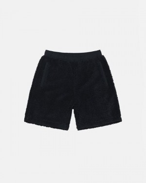 Black Stussy Sherpa Shorts | 6035HOUNP