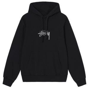 Black Stussy Stock Logo Hoodie | 1583CATXW