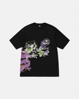 Black Stussy Strike Pigment Dyed T Shirts | 5623MNZOF