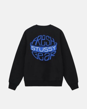 Black / Blue Stussy Fresh Gear Crew Sweatshirts | 2754LSKMR