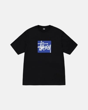 Black / Blue / White Stussy Stock Box T Shirts | 7629VQYIP