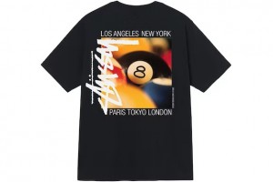 Black / Multicolor Stussy Billiards T Shirts | 4530MXTNB