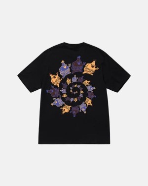 Black / Multicolor Stussy Mr. Blob Spiral T Shirts | 5691ZLSBF