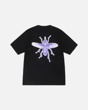 Black / Purple Stussy Housefly T Shirts | 4251PZUJK