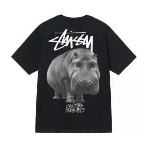 Black / White Stussy Livin’ Large T Shirts | 3271FCGJI