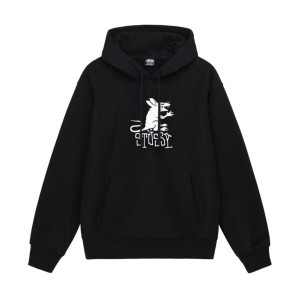 Black / White Stussy Rat Hoodie | 3947PXWAU