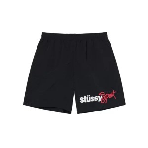 Black / White / Red Stussy Sport Water Shorts | 7481ADHNC