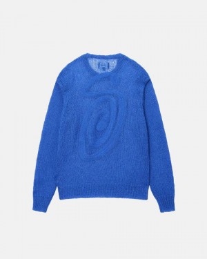 Blue Stussy S Loose Knit Sweaters | 2903LQGJS