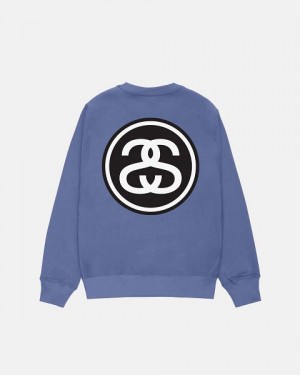 Blue / Black / White Stussy Ss-link Crew Sweatshirts | 8154LEYGD