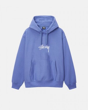 Blue / White Stussy Stock Logo Applique Hoodie | 4371MPTIK