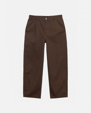 Brown Stussy Workgear Twill Pants | 9650FJTCL