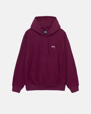 Burgundy Stussy Stock Logo Hoodie | 5304HTSJA