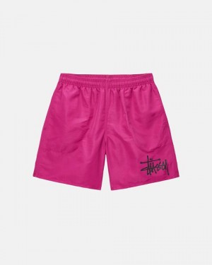 Burgundy Stussy Water Big Basic Shorts | 8045YINUH