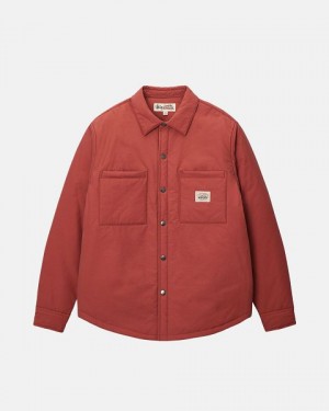 Dark Red Stussy Padded Tech Over Shirts | 3714AJBMK