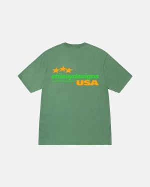 Green Stussy Designs Usa T Shirts | 7105LEMBO