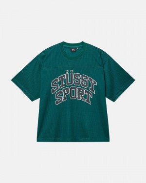 Green Stussy Sport Mesh Football Jersey | 5264WCMZY