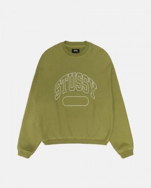 Green Stussy Varsity Oversized Crew Sweatshirts | 2105NPELW