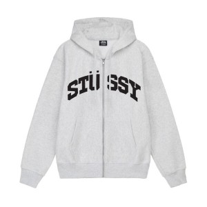 Grey Stussy Block Sport Zip Hoodie | 2086HOUMC