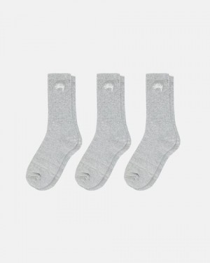 Grey Stussy Stock Crew Socks | 5246SXKGW