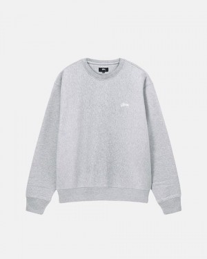 Grey Stussy Stock Logo Crew Sweatshirts | 0816OPUYM