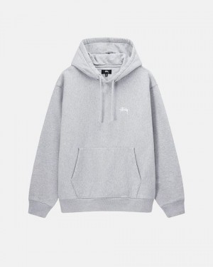 Grey Stussy Stock Logo Hoodie | 5780SZYRN