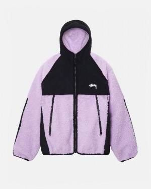 Lavender Stussy Sherpa Paneled Hooded Jackets | 1742ZYAFK