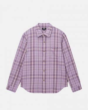 Lavender Stussy Stones Plaid Shirts | 2185QAXOH