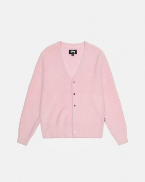 Light Pink Stussy Shaggy Cardigan | 1268WHZXV