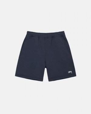 Navy Stussy Stock Logo Sweats Shorts | 8305WPCRE