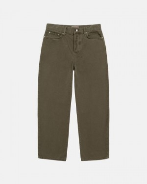 Olive Stussy Big Ol' Washed Canvas Jeans | 7126OPDUK