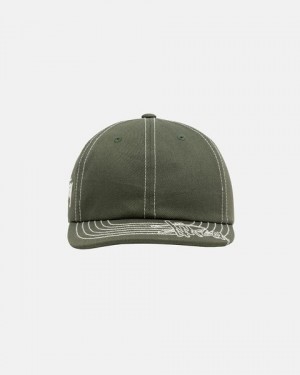 Olive Stussy Low Pro Basic Stitch Strapback Caps | 4057HTRVJ