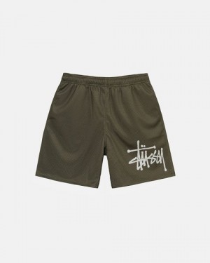 Olive Stussy Mesh Big Basic Shorts | 3792RDVME