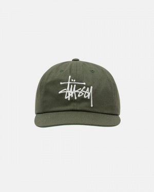 Olive Stussy Mid-depth Basic Strapback Caps | 9167BFAGJ