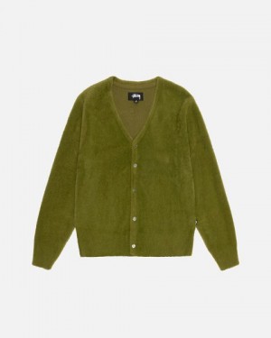 Olive Stussy Shaggy Cardigan | 7206IEUNS