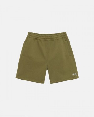 Olive Stussy Stock Logo Sweats Shorts | 7621GUIAR